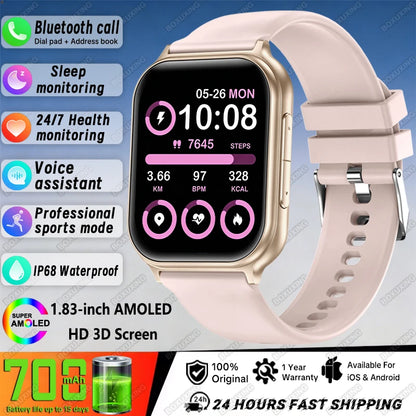 New BOXUXING Sports Smart Watch Men 700 mAh Battery Fitness Track IP68 Waterproof Heart Rate BT Call GPS Track Smartwatch Women