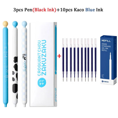 KACO ZAKUZAKU Gel Pen Set,0.5mm Smooth ST Nib Aesthetic Writing Black Ink Stress-Relief Signing Stylos For Journaling,Work,Study