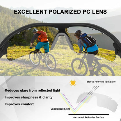 Polarized Sports Sunglasses Cycling Sun Glasses for Men Women with 5 Interchangeable Lenes for Running Driving