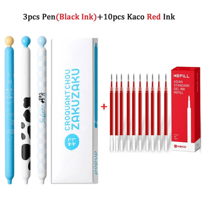 KACO ZAKUZAKU Gel Pen Set,0.5mm Smooth ST Nib Aesthetic Writing Black Ink Stress-Relief Signing Stylos For Journaling,Work,Study