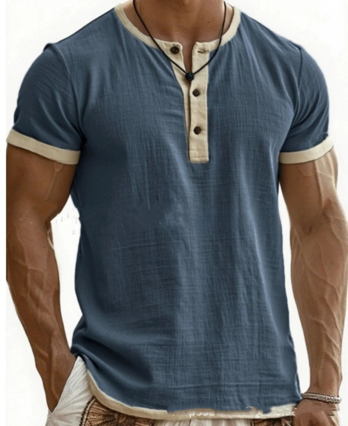 Summer 2025 Men's Fashion Cotton Sleeveless Fitness Casual Vest Color Block Trendy Button Decorated Loose Fit Sweat Wicking