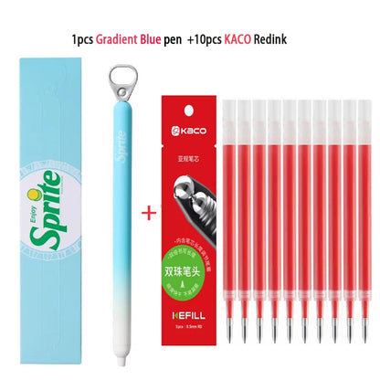 New KACO x Sprite Limited Edition Gel Pen,Dual Ball Pen Quick Drying Stylo 0.5mm Click Smooth Writing For School&Journaling