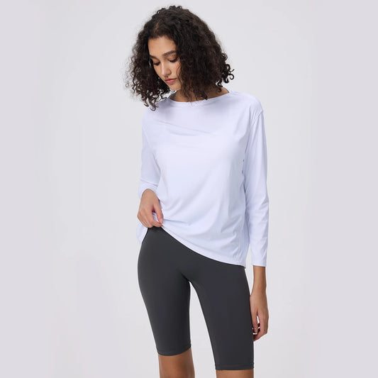 Yoga Long Sleeve Workout Top Running Clothes Physical Shirts & Blouses Top Fitness Loose T-shirt Clothing Sportswear Woman Gym