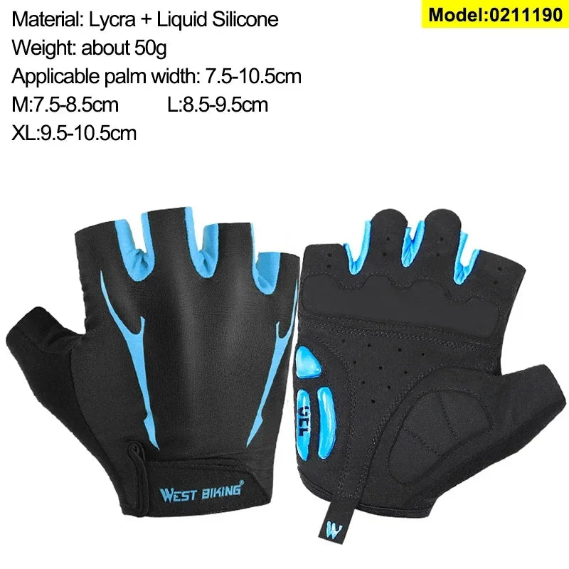 WEST BIKING Mountain Road Bike Gloves Half Finger Summer Cycling Equipment Anti-slip Shock SBR Bicycle Fitness Fingerless Mitten