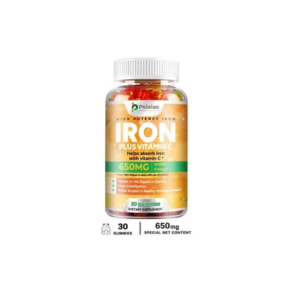 Iron Gummies 650 Mg - Promotes Red Blood Cell Production, Relieves Fatigue, Gently Absorbs Iron, and Improves EnergySupplementsS