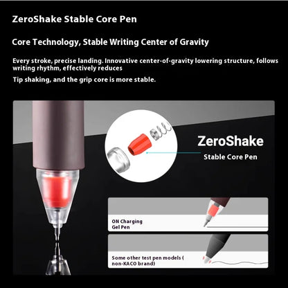 KACO ON ZERO Shake Gel Pen,0.5mm Black Retractable Refillable Ink Pen Smooth Writing ST Nib For Homework,Exam,Signing,Journaling