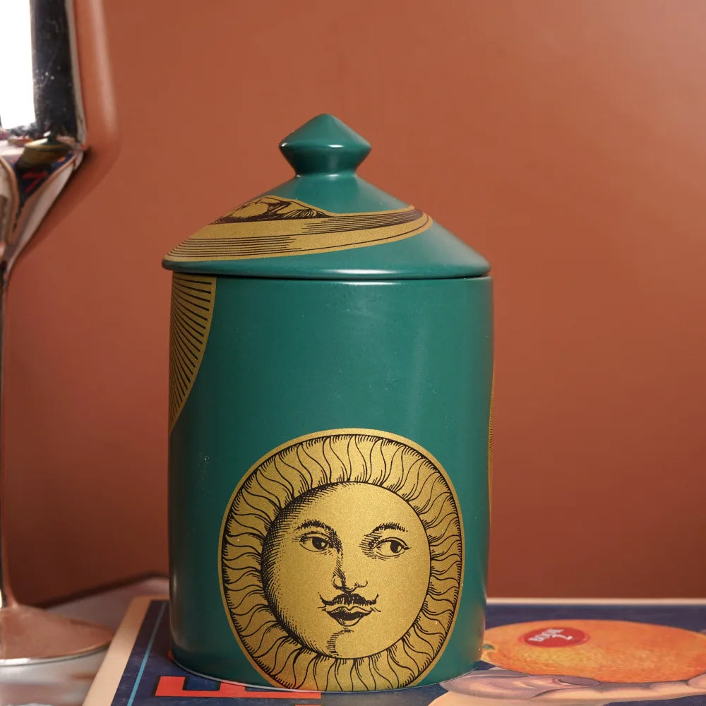 Nordic Retro Face Ceramic Jar Storage Bottle Aromatherapy Candle Cup Shaped Face Tea Jar Storage Box Container Crafts Decoration
