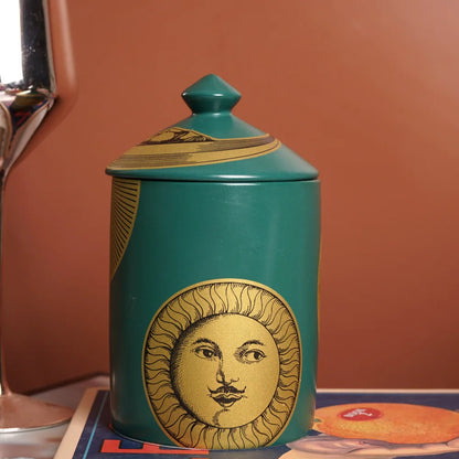 Nordic Retro Face Ceramic Jar Storage Bottle Aromatherapy Candle Cup Shaped Face Tea Jar Storage Box Container Crafts Decoration