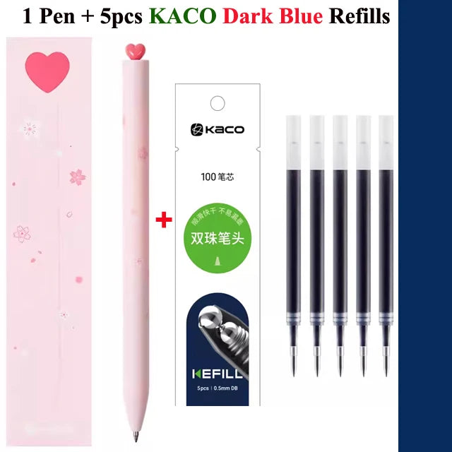 KACO Cute Pink SAKURA Gel Ink Pen Set,0.5mm Smooth Writing Sinature Pens Girls Box Gift for School Office Journaling