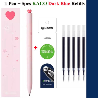 KACO Cute Pink SAKURA Gel Ink Pen Set,0.5mm Smooth Writing Sinature Pens Girls Box Gift for School Office Journaling