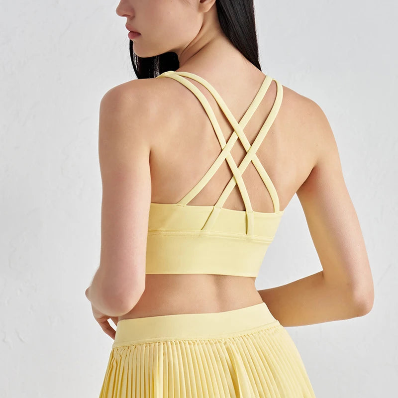 TRY TO BN Women Bra Yoga Sports Bralette Nylon Breathable Fitness Top Underwear Cross Sexy Back  Anti-Shake Gym Female Bras
