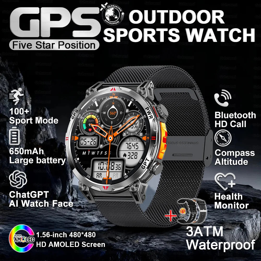 2026 New Ultra 650mAh Battery Smart Watch Built in GPS Compass 10ATM Waterproof Sports tracker Outdoors Military Smartwatches