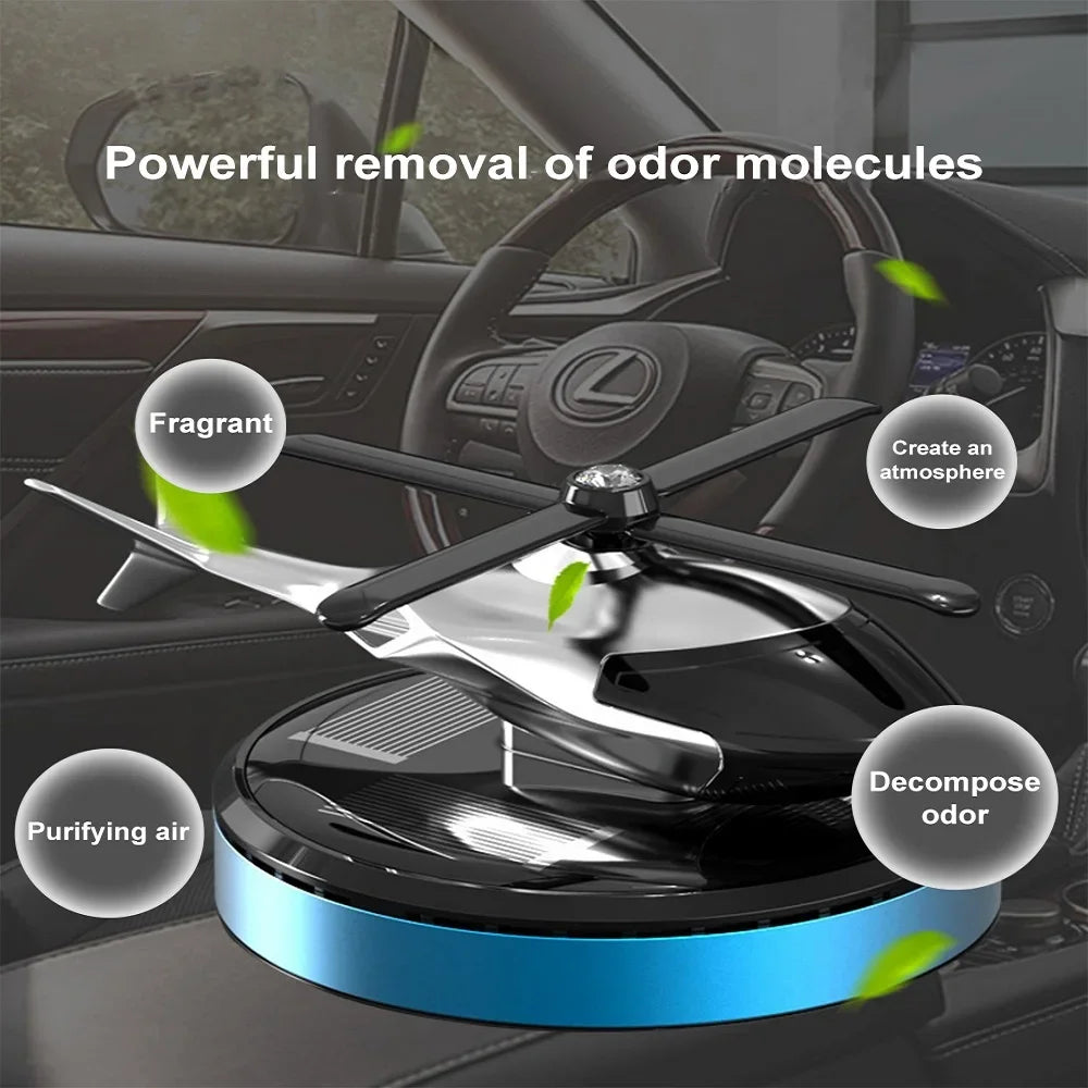 Solar Car Air Freshener Perfume Helicopter Decor Interior Decor Solar Car Rotating Aromatherapy Perfume Accessories