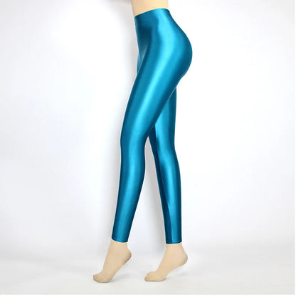Plus Size Glossiness Pants Women Sexy Glossy Shiny Leggings High Waist Sport Fitness Yoga Pants Tights Leggings High Elastic