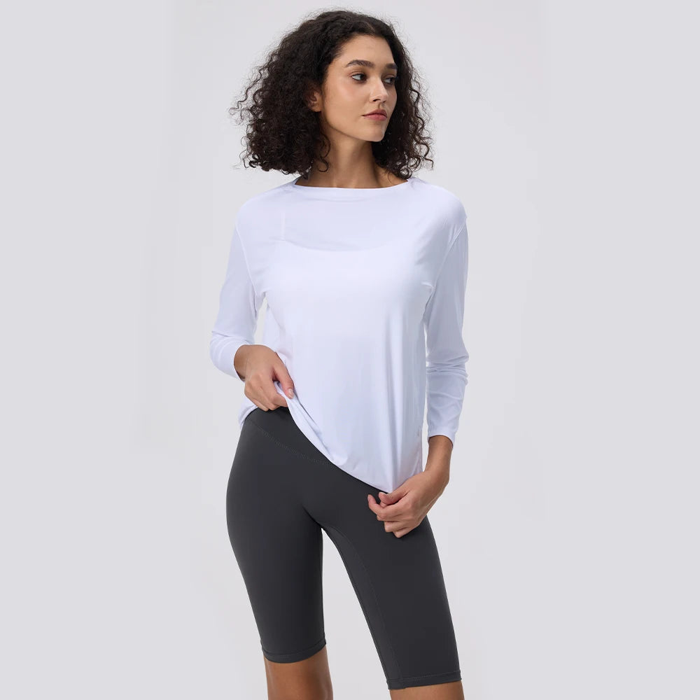 Yoga Long Sleeve Workout Top Running Clothes Physical Shirts & Blouses Top Fitness Loose T-shirt Clothing Sportswear Woman Gym