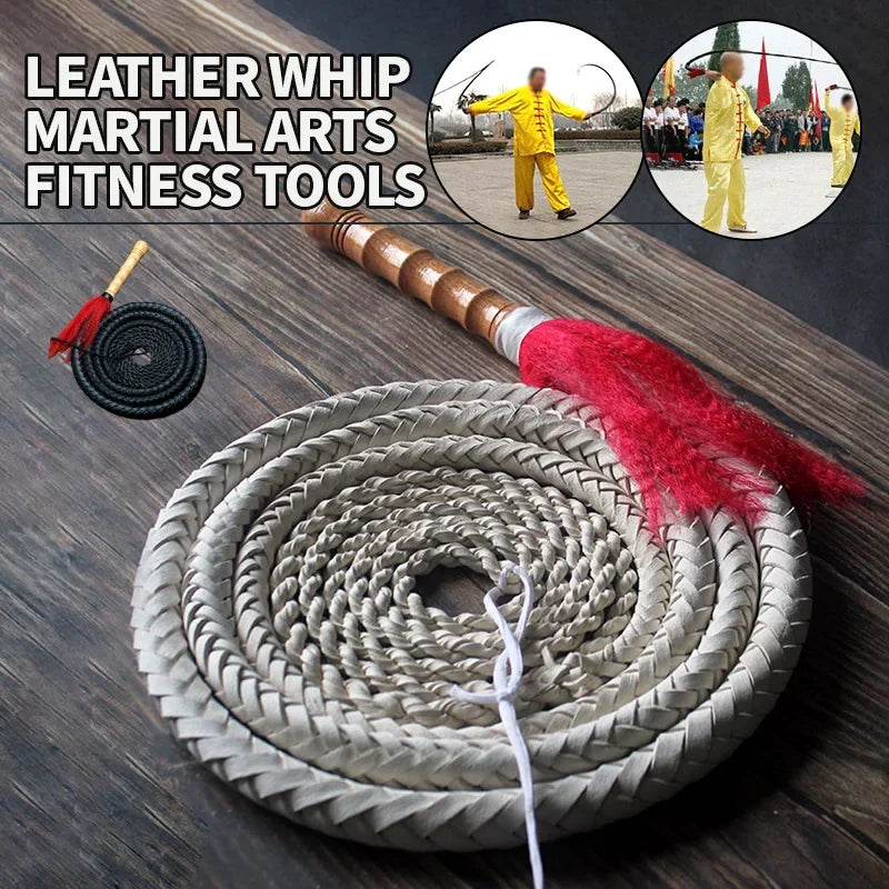 Martial Arts Leather Whip 1/1.5/2M Shepherd Whip Outdoor Fitness Tools Adult Physical Exercise Whip Horse Riding Toys
