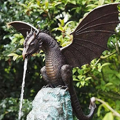 Realistic Garden Fountain Dragon Statue Resin Dragon Pattern Fountain Spray Dragon Retro Water Spray Dragon Outdoor Decoration