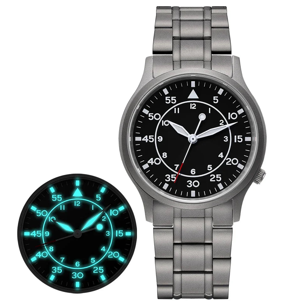 BERNY Titanium Watch For Men AR Coat Sapphire Fashion Wristwatch Luminous VH31 Ultra-thin Quartz Watch Waterproof 5ATM Watches