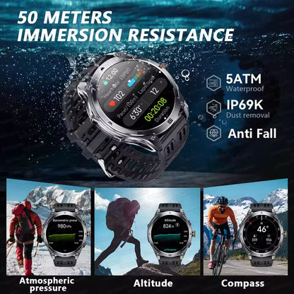 1.75-inch Built-in GPS Professional Outdoor SmartWatch New 50 Meter Waterproof dive Flashlight Bluetooth Call Smart Watches men