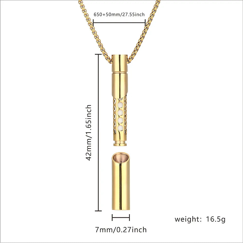 Stainless Steel Aromatherapy Necklace Chain Smoking Cessation Fum Vaporless Smokeless Inhaler for Natural Calm & Stress Relief