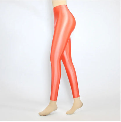 Plus Size Glossiness Pants Women Sexy Glossy Shiny Leggings High Waist Sport Fitness Yoga Pants Tights Leggings High Elastic