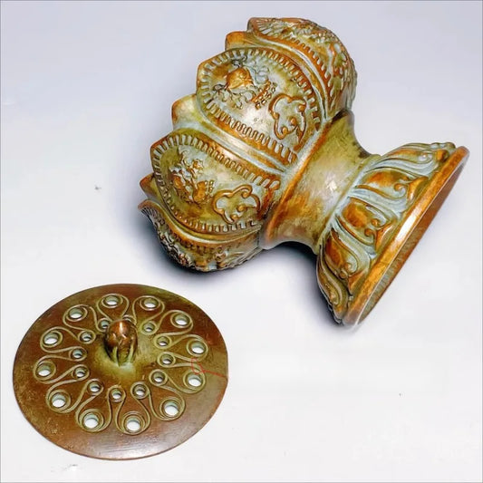 Antique Bronze Eight Auspicious Incense Burner Household Tea Ceremony Table Ornament Coil Incense Base Burn Aromatherapy Stove