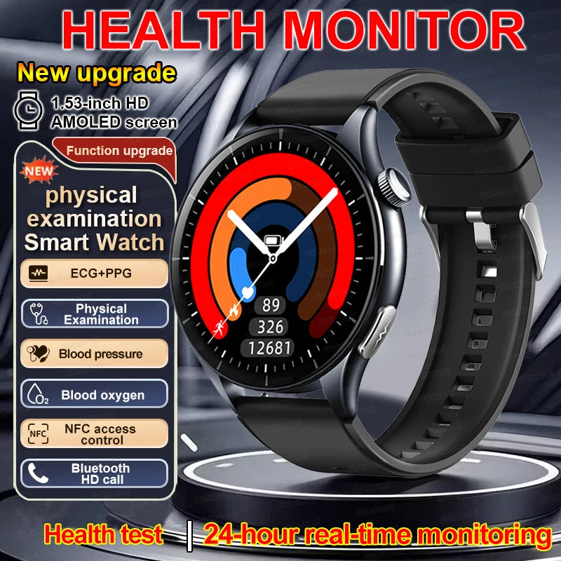 2026 New Smart Watch ECG+PPG Health monitoring Blood pressure UricAcid  Fitness Tracker Clock Sport Call Smartwatch Custom dial