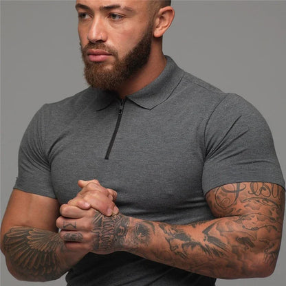 Brand Cotton Casual New Mens Short Sleeve Polo Shirts Fitness Fashion Polo Shirt Clothing Bodybuilding Trend Sport Polo Shirts