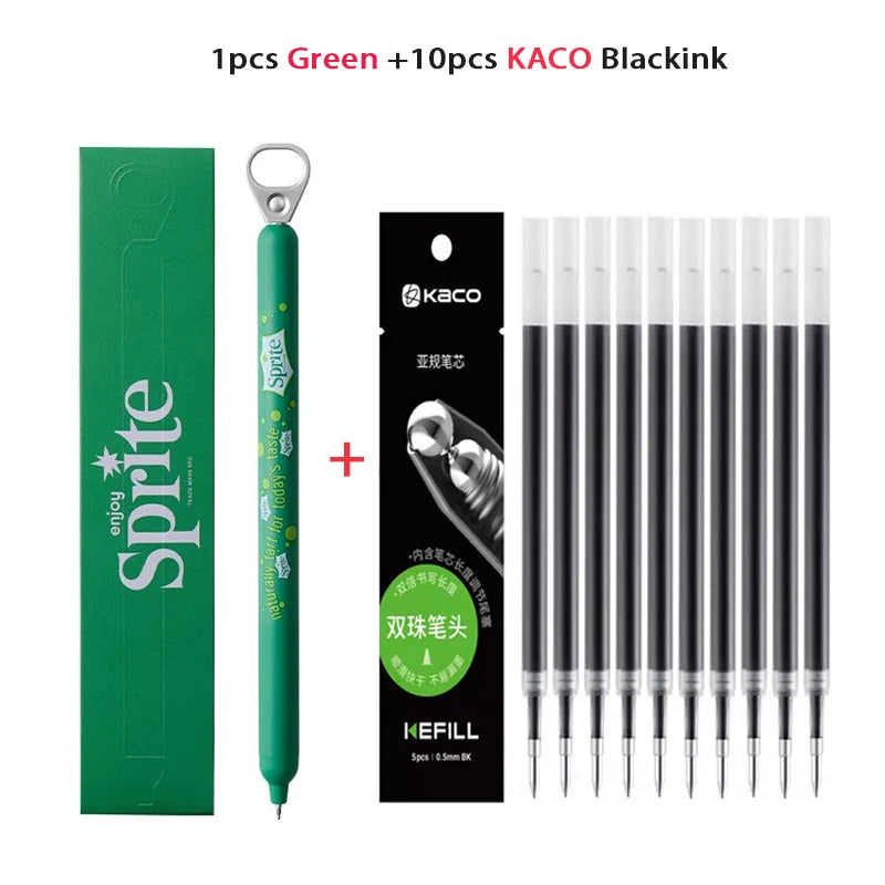 New KACO x Sprite Limited Edition Gel Pen,Dual Ball Pen Quick Drying Stylo 0.5mm Click Smooth Writing For School&Journaling