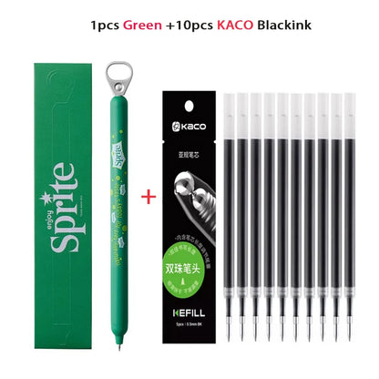 New KACO x Sprite Limited Edition Gel Pen,Dual Ball Pen Quick Drying Stylo 0.5mm Click Smooth Writing For School&Journaling