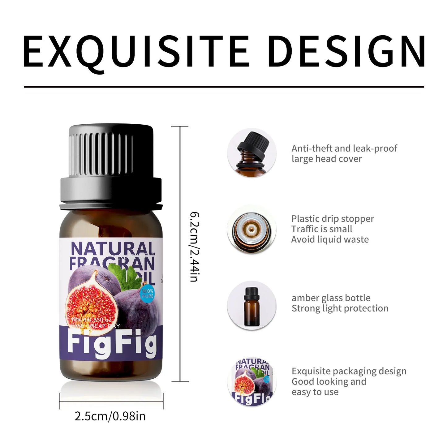 10ml Fig Essential Oil Skincare Bodycare Massage Oil Fruit-Scent Fragrance Oil Hypoallergenic Moisturizes Hydration Gift