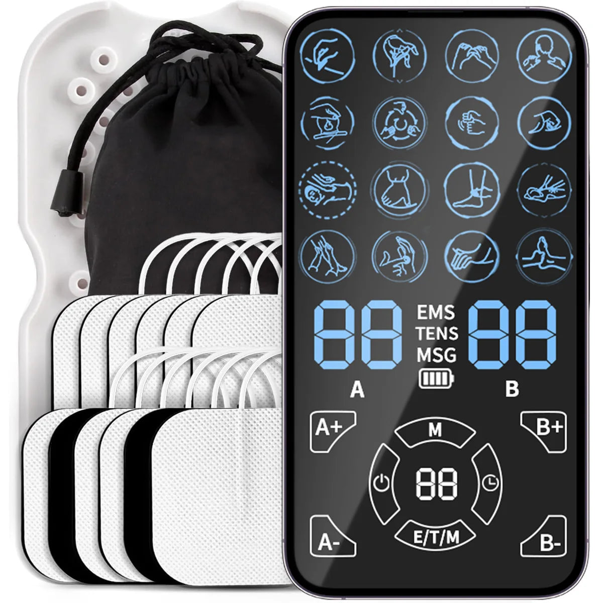 Pain Relief TENS Unit EMS Massager - Professional Muscle Stimulator For Back Shoulder Neck Relief Fitness Recovery