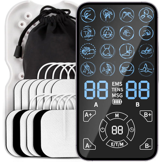 Pain Relief TENS Unit EMS Massager - Professional Muscle Stimulator For Back Shoulder Neck Relief Fitness Recovery