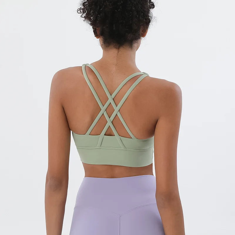TRY TO BN Women Bra Yoga Sports Bralette Nylon Breathable Fitness Top Underwear Cross Sexy Back  Anti-Shake Gym Female Bras