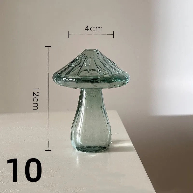 New Mushroom Glass Vase Creative Plant Hydroponic Vase Home Transparent Aromatherapy Bottle Small Vase Table Flower Decorations