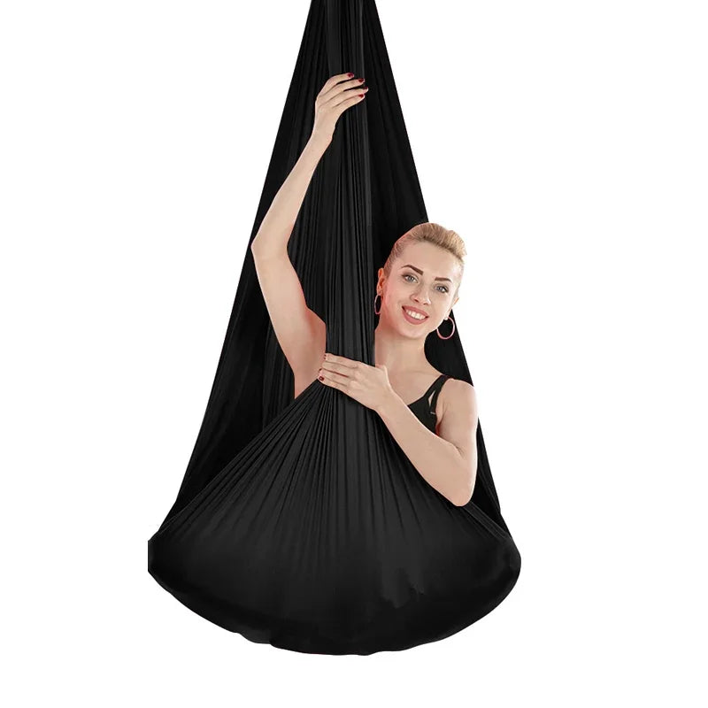1.5mX2.8m Aerial Yoga Hammock Elastic Silk Yoga Flying Swing for Anti-Gravity Body Building Pilates Infoor Outdoor Fitness