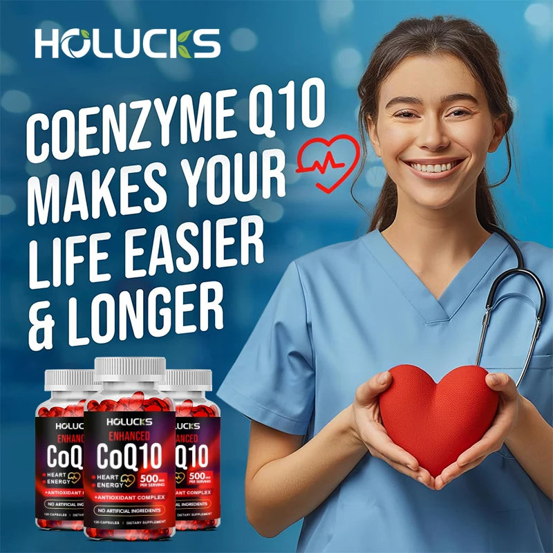 Coenzyme Q10 Supplement, for Heart & Cardiovascular Health, Blood Pressure Balance, Support Energy Brain Function