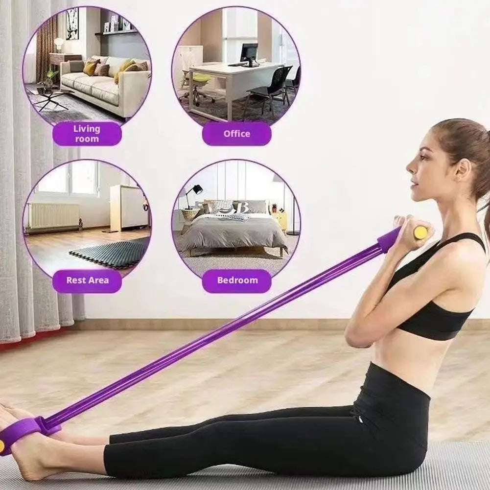 Siix-Tube Pedal Tensioner Resistance Band Multi-Functional Tension Rope Fitness Bands Elastic Yoga Pedal Puller For Exercises