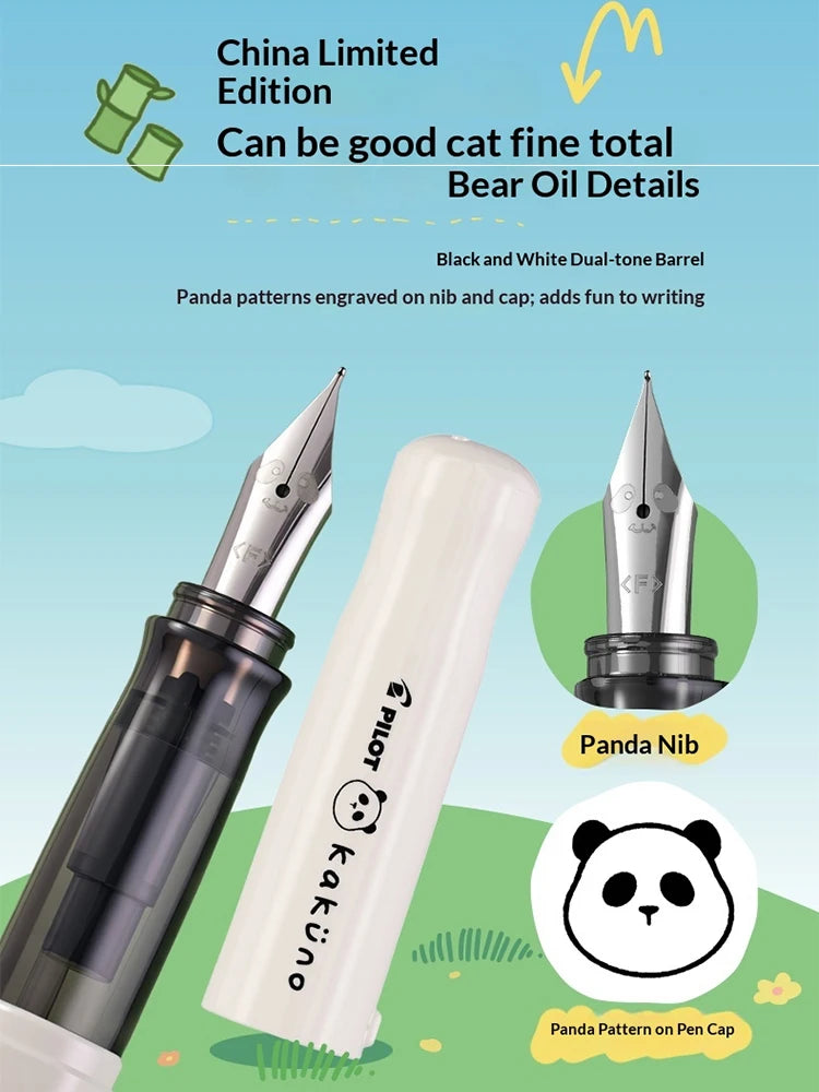 Pilot Japan Kakuno Fountain Pen Limited Cute Panda Nib Cap Smiley Face Pens Gift for Students Journaling Ins Healing Aesthetic