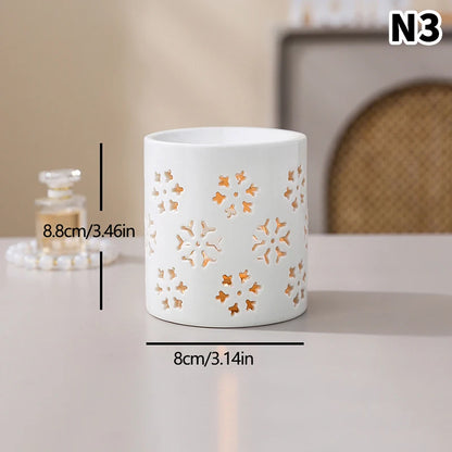 White Ceramic Hollow Incense Burner Candle Essential Oil Aromatherapy Diffuser Middle East Home Decor Ornament