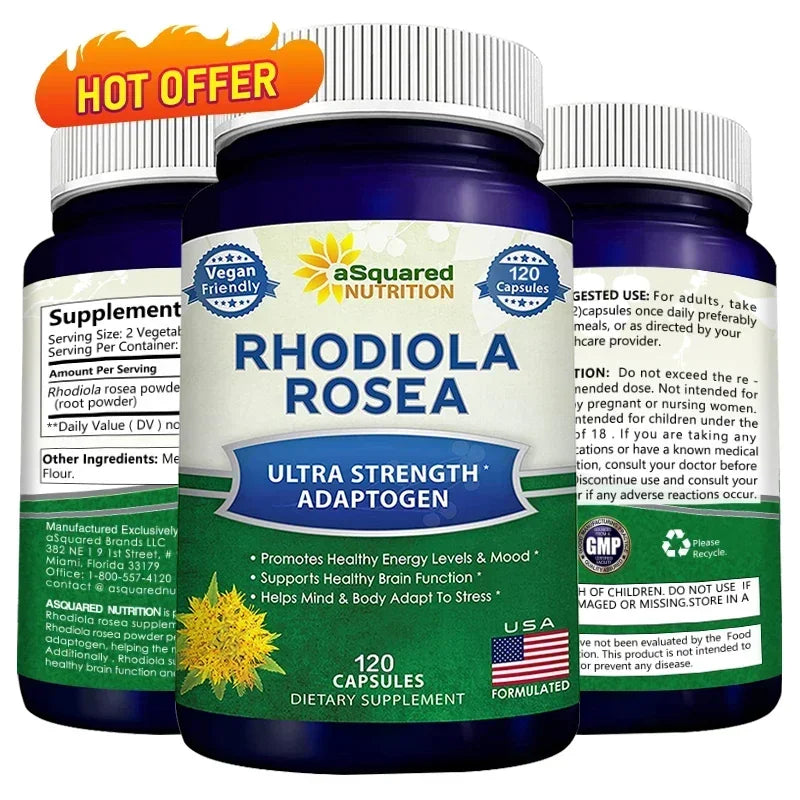 Rhodiola Rosea with Black Pepper Supplement - Confront Stress, Improves Mood, Increases Focus & Energy, Supports Brain Function