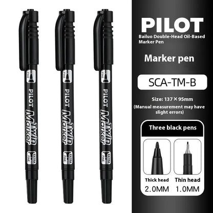 Pilot SCA-TM Dual-Tip Marker,Water-Based Vibrant Quick-Drying Twin-Tip Permanent Ink Pens for Journaling,Scrapbooking&DIY Crafts