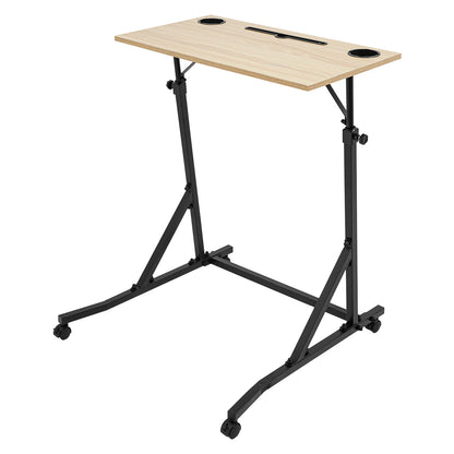 Black/Log Adjustable Bike Trainer Fitness Desk Z Shape Mobile Stand up Desk with Wheel Fitness Standing Computer Table