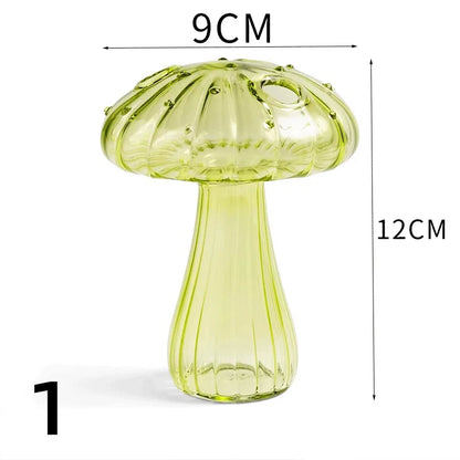 New Mushroom Glass Vase Creative Plant Hydroponic Vase Home Transparent Aromatherapy Bottle Small Vase Table Flower Decorations