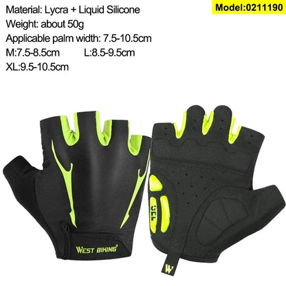 WEST BIKING Mountain Road Bike Gloves Half Finger Summer Cycling Equipment Anti-slip Shock SBR Bicycle Fitness Fingerless Mitten