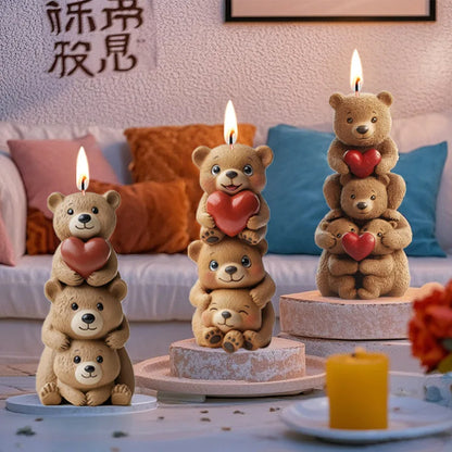 Candle Mold Stacked Bear Shape Aromatherapy Candle Silicone Mold DIY Ornament Handmade Gypsum Fragrance Stone Mold