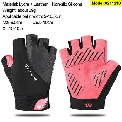 WEST BIKING Mountain Road Bike Gloves Half Finger Summer Cycling Equipment Anti-slip Shock SBR Bicycle Fitness Fingerless Mitten