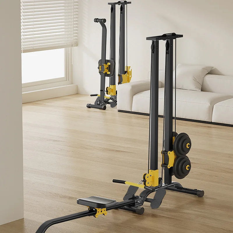 Multi-purpose LAT Pull Down Machine with High & Low Pulleys Rowing Machine100KG with LAT and Low Row Bars for Muscle Training