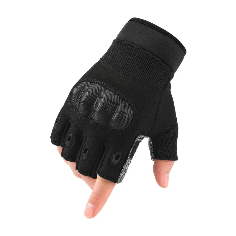 Full finger and half finger tactical gloves, touch screen anti cutting and anti stabbing, made of carbon fiber and leather mater