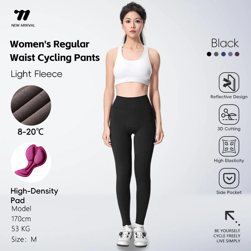 WEST BIKING Cycling Pants Thermal Fleece Women Autumn Winter Bicycle Tights Trousers  Outdoor Sports Fitness Yoga Running Pants